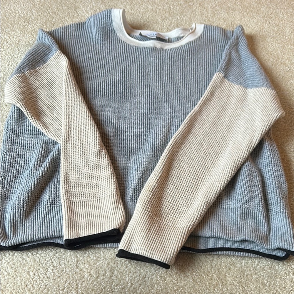 Gray and Cream Knit Sweater